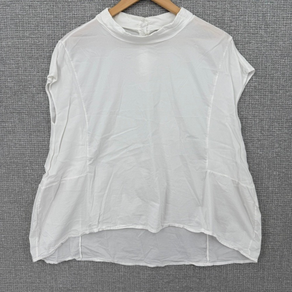 Transit par such Cap Sleeve Blouse Women Sz XL 3 White Stretch Flowy Minimalist